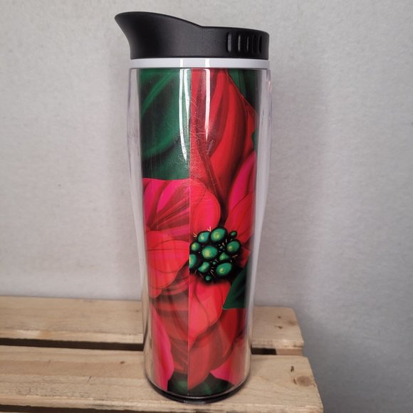 Starbucks Christmas Poinsettia Tumbler 16oz Travel Coffee Mug - Picture 3 of 7